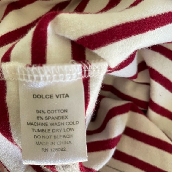 Dolce Vita Striped Red and White Dress with Brown Pockets Size Small - Picture 7 of 7